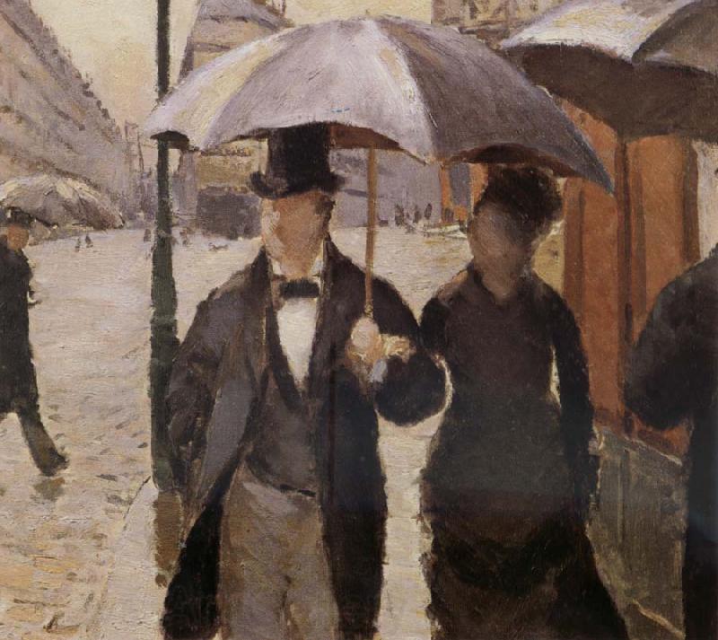 Gustave Caillebotte Detail of Rainy day in Paris Norge oil painting art